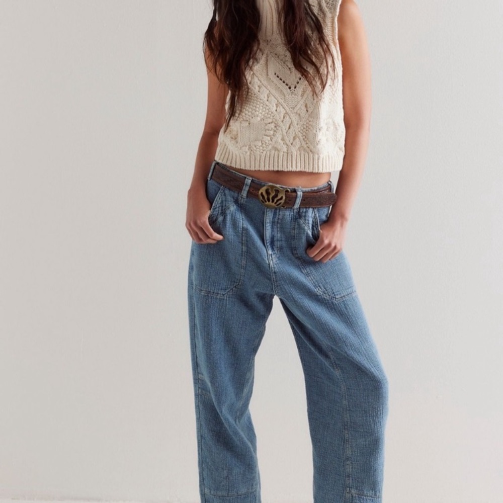 Free People Blue Boyfriend Jeans Relaxed